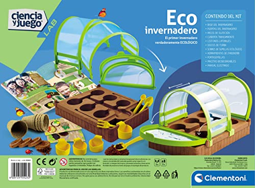 Clementoni- Eco Invernadero, Juego Científico de Botánica, Invernadero Infantil, Juguete en Español a Partir de 8 años (55423)