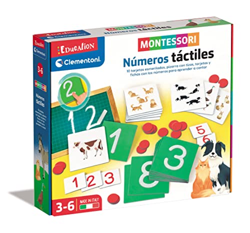 Clementoni- Montessori Números Táctiles, Juego Educativo Montessori Matemáticas, Juguete en Español a Partir de 3 años (55451)