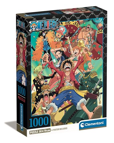 Clementoni One Piece 39921 Puzzle de 1000 Piezas con póster – Juego de táctica para los Fans del Manga y del Anime – para Adultos y niños a Partir de 14 años