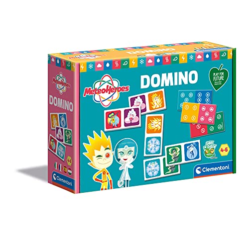 Clementoni - Tiempo Heroes lógica Domino Educativo 4 años-flashcards-Cartas de Juego para niños-Play for Future-Made in Italy, Multicolor, 16346