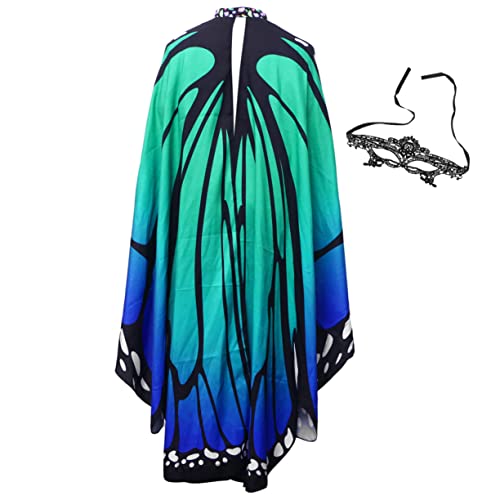 CLISPEED Womens Shawl Creative Halloween Maquillaje para Mask Costume Rainbow Lady Party Green Cosplay Blue with Female Woman Christmas A Beautiful Women Tippet Wings Carnaval De Las