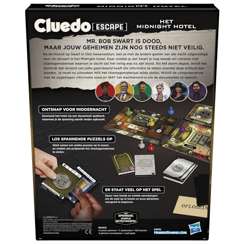 Cluedo Escape: El Juego de Mesa Midnight Hotel, Juegos únicos de Escape Room para 1-6 Jugadores, Juegos de Detectives cooperativos (Versión Holandesa)