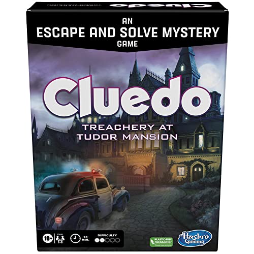 Cluedo Treachery at Tudor Mansion, Un juego de misterio para escapar y resolver, juego de mesa familiar cooperativo, juegos de misterio para mayores de 10 años, 1 a 6 jugadores