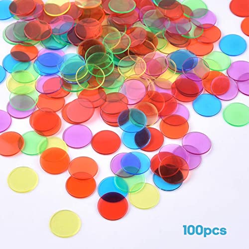 Clyhon 100 Pcs Pedazos de Color Transparente contando fichas de Bingo marcadores de plástico (15mm)