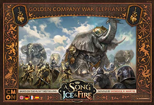 CMON-A Song of Ice & Fire Army,Elephant Canción de Hielo y Fuego Elefantes de Guerra de la Compañía Dorada Juego de Miniaturas, Color, 10. Neutrale Erweiterung (Edge Entertainment CMND0240)