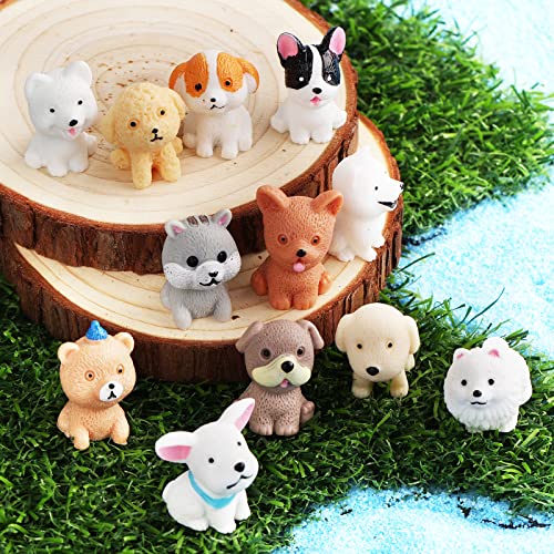 cobee Juego de figuras de perro, 12 piezas realistas mini figuras de cachorro, juego de juguete para perros en miniatura, pintado a mano para decoración de pasteles, regalo de cumpleaños, fiesta