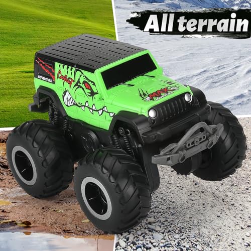 Coche teledirigido 1:20 RC Monster Truck impermeable 4wd todo terreno todoterreno todoterreno RC coche juguete coche de juguete para niños 6 7 8 (verde)