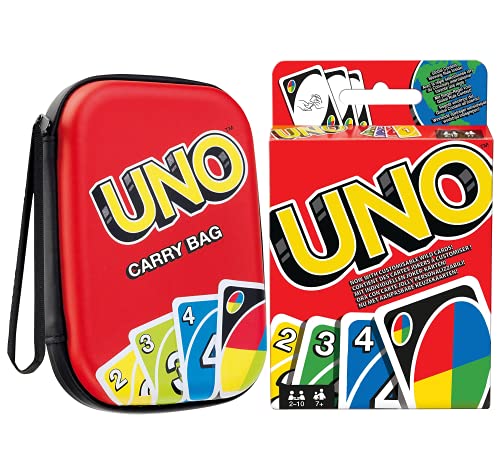 Collectix Juego de cartas: UNO clásico + UNO bolsa de transporte, juegos de mesa para niños a partir de 7 años (2-10 jugadores)