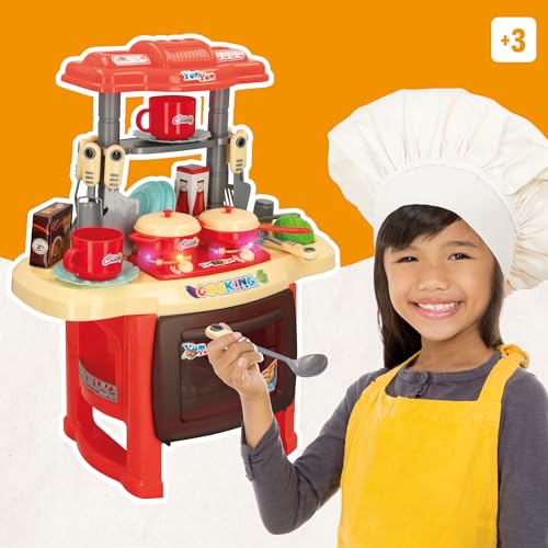 Colorbaby Cocinita Infantil Mini con luz y Sonido, Cocina de Juguete eléctrica pequeña, My Colors, 23 Accesorios, Cocinas Infantiles, Platos y Vasos Juguete, 47357