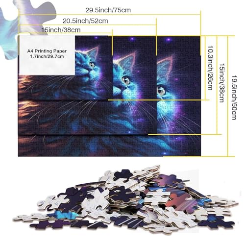 Colourful Cat (247) Personalised Photos 500 Piezas Adultos Puzzles para Decoración del Hogar Juego De Rompecabezas Cumpleaños Educational Game Stress Relief Toy 500pcs (52x38cm)