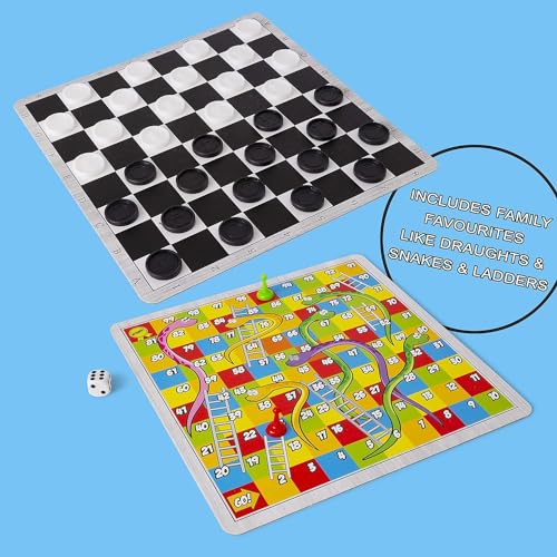 Compendio de 100 juegos clásicos | Una colección de juegos de mesa familiares clásicos - Incluye ajedrez, corrientes de aire, ludo, serpientes y escaleras, solitario Gift Idee®