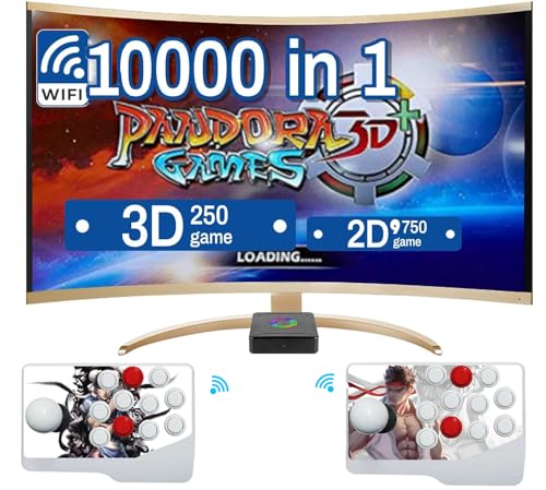 Consola de Juegos Pandora Box Arcade, 10000 Juegos, Juegos Retro, 2-4 Jugadores, Compatible con Juegos 3D para PC, proyector y TV 1280x720P (10000 Pulgadas + WiFi)