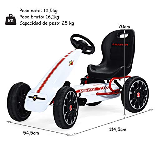 COSTWAY Go Kart para Niños Coche de Pedal con Asiento Ajustable,Freno de Mano y Cambio de Marcha Vehículo Juguete para Niño de 3 a 8 Años (Blanco)