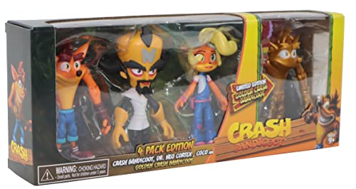 Crash Bandicoot Bandai Figuras de acción 4 Unidades con máscara | Paquete de 4 Juguetes de 11 cm con máscara y Accesorios de Soporte | Figuras coleccionables como mercancía y Regalos de Videojuegos