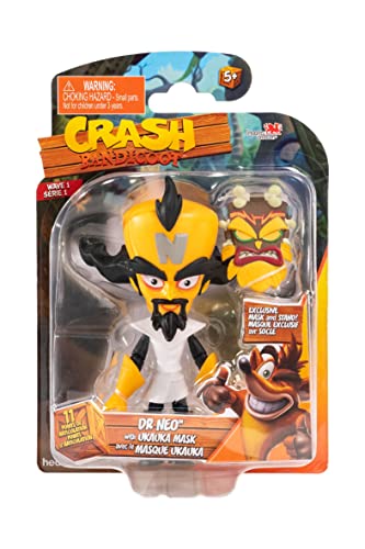 Crash Bandicoot Bandai Figuras de acción Dr Neo Cortex con máscara | Juguete Dr Neo Cortex de 11 cm con máscara y accesorios de soporte | Figuras coleccionables como mercancía y regalos de videojuegos