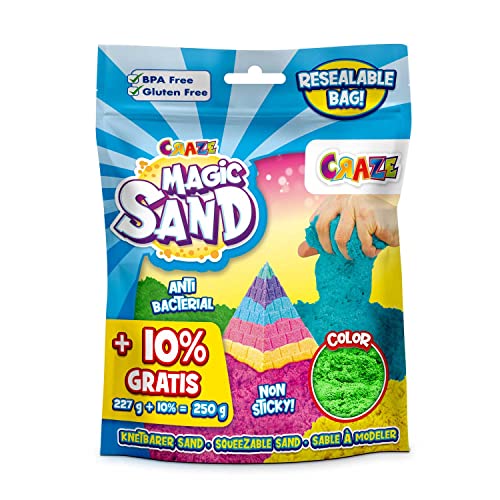 CRAZE MAGIC SAND Refill Pack de Arena Mágica Niños, 250g incluidos, multicolor de Arena Cinética sin gluten, Colores Aleatorios 41215