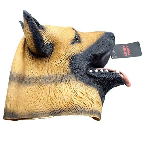 CreepyParty Fiesta de Disfraces de Halloween Máscara de Látex Cabeza de Animal Perro Pastor Alemán