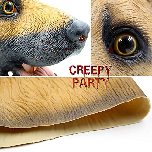 CreepyParty Fiesta de Disfraces de Halloween Máscara de Látex Cabeza de Animal Perro Pastor Alemán