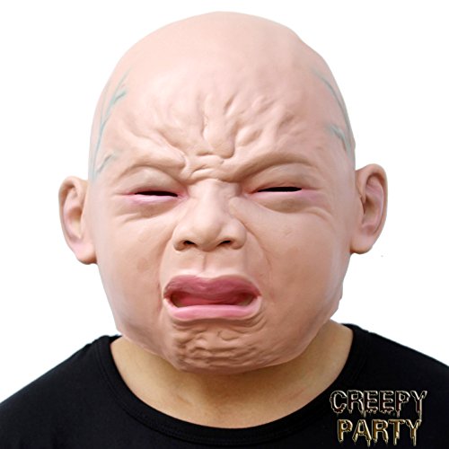 CreepyParty Máscara de Cabeza Humana de Fiesta de Halloween de Novedad Niño llorado