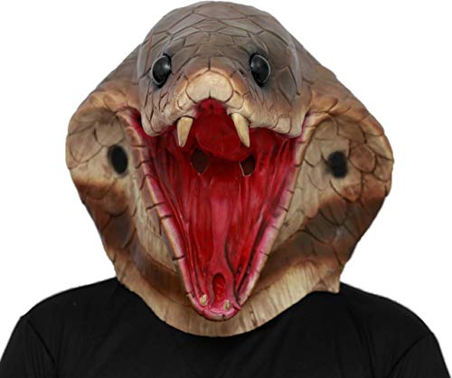 CreepyParty Máscara de Serpiente Cobra Máscaras de Cabeza de Animal de Látex Realistas para Halloween Desfile de Carnaval Fiesta de Disfraces