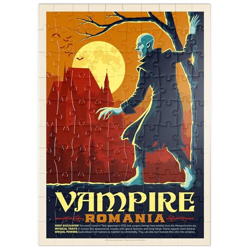 Criaturas Míticas: Vampiro (Rumanía), Póster De Época - Premium 100 Piezas Puzzles - Colección Especial MyPuzzle de Anderson Design Group