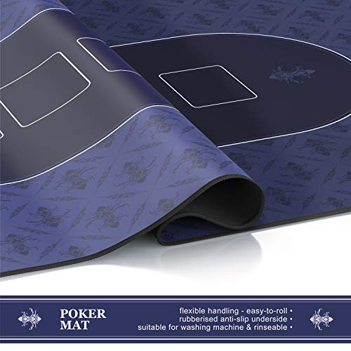 CSL – Alfombrilla de póker de 1000 x 600 - Alfombra de póker - Formato XXL - Tapete de Poker - Propia Mesa de póker – Antideslizante – Lavable - Azul