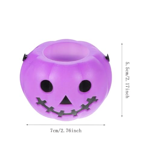 Cubo de calabaza de Halloween, cubo de caramelo de calabaza, cubo de plástico para decoraciones de fiesta de Halloween, fiesta púrpura TFD487 (morado, talla única)