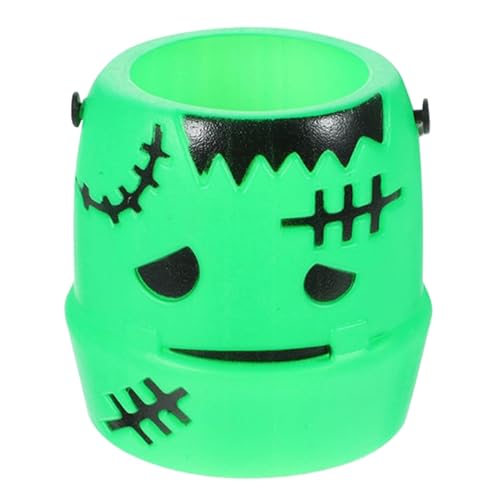 Cubo de calabaza de Halloween, cubo de caramelo de calabaza, cubo de plástico para decoraciones de fiesta de Halloween, fiesta púrpura Vhb584 (verde, talla única)