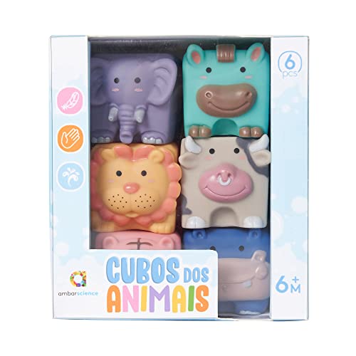 Cubos de Animales - Cubos de 6 Colores con Forma de Animales para Jugar en el baño, para niños 6M+