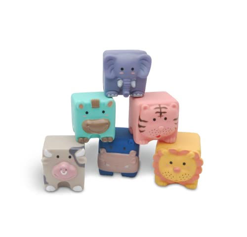 Cubos de Animales - Cubos de 6 Colores con Forma de Animales para Jugar en el baño, para niños 6M+