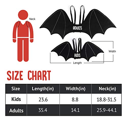 D-FantiX - Juego de 2 alas de murciélago para Halloween, diseño de alas de murciélago con correas, mochila peluda, alas, juego de vampiro, cosplay y broma de miedo para niños y adultos