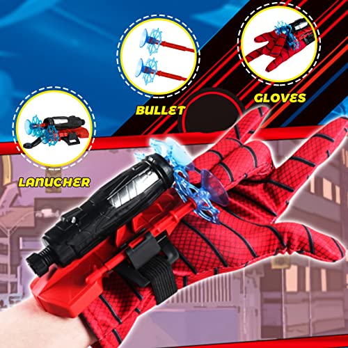 Dacitiery Tirador de telaraña, guantes de lanzador de juguete de araña para niños, juego de juguete de muñeca para niños (1 lanzador + 6 balas + 1 guante)