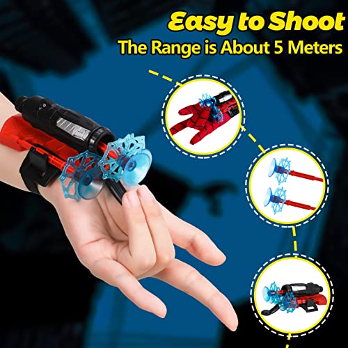 Dacitiery Tirador de telaraña, guantes de lanzador de juguete de araña para niños, juego de juguete de muñeca para niños (1 lanzador + 6 balas + 1 guante)