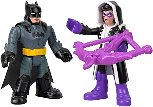 DC Super Friends - Figuras de acción articuladas de 3 pulgadas, 8 cm, Batman, Huntress y Black Bat, Ninja - Paquetes dobles