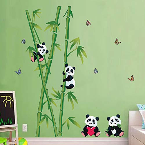 decalmile Pegatinas de Pared Panda Osos Bambú Vinilos Decorativos Infantiles Adhesivos Pared Habitacion Bebés Guardería Dormitorio Cuarto de Jugar