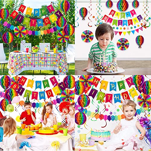 Decoración de cumpleaños reutilizable, colorida decoración de fiesta de cumpleaños, juego de cumpleaños infantil, decoración de feliz cumpleaños, banner de papel, banderines, guirnaldas de puntos