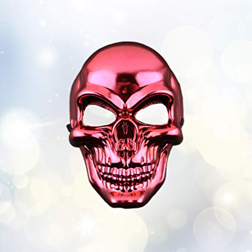 Decoraciones de Halloween 2pcs Halloween terrorífico esqueleto plateado cara completa fantasma muerte máscaras para disfraz Cosplay (rojo)