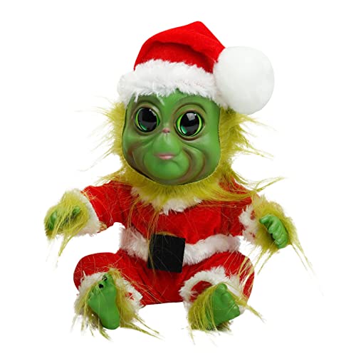 Decoraciones de Navidad, Muñecos de Elfo de Felpa Creativa Grinch Christmas Geek Dolls Green Geek,Gran regalo para niños