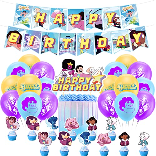 Decoraciones para Fiesta de Cumpleaños Steven Universe Globos Cumpleaños Steven Universe Pancarta Feliz Cumpleaños Steven Universe Toppers Tartas Cumpleaños Steven Universe Decoración Cumpleaños
