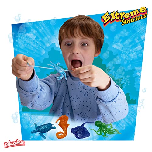 Deluxebase Extreme Stretchies - Arrecife Paquete de 4 pequeños Juguetes de Animales de la Vida Marina elásticos niños y niñas, geniales Juguetes de Fiesta
