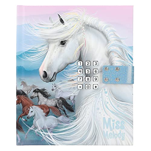 Depesche 12418 Miss Melody - Diario con código de números y sonido, libro con motivos de caballos y 80 páginas a rayas y coloridas ilustradas