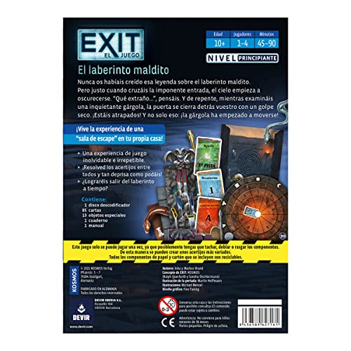 Devir - Exit: El Laberinto Maldito, juego de mesa en español, juego de mesa con amigos, escape room, juegos de misterio, juego de mesa adulto (BGEXIT19SP)