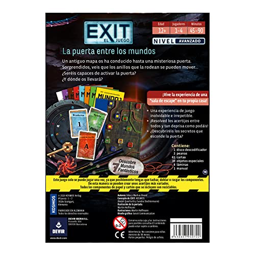 Devir - Exit: La Puerta Entre los Mundos, Juego de Mesa, Escape Room, Juegos de Mesa con Amigos, Juegos de Misterio (BGEXIT18SP)
