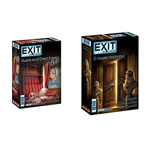 Devir - Exit: Muerte en el Orient Express,  Juego de Mesa, Escape Room + - Exit: El Museo Misterioso, Juego de Mesa, Escape Room, Juego de Mesa con Amigos, Juegos de Mesa 2 Jugadores (BGEXIT10)