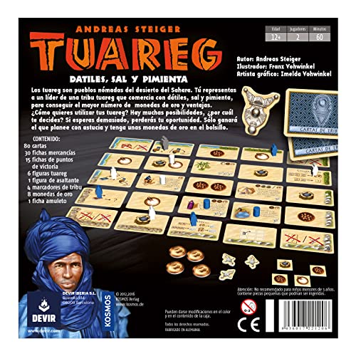 Devir - Tuareg, Juego de Mesa, Juego de Mesa 2 Jugadores, Juego de Mesa de Ingenio, Juego de Mesa 12 años (BGTUAREG)