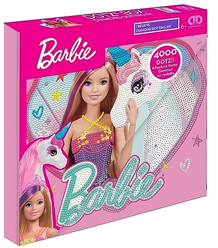 DIAMOND DOTZ DBX.094 Barbie Original 5D Diamond Painting Set DOTZ Box I Believe, Kit creativo con piedras de mosaico de diamantes brillantes, juego de pintura aprox. 28 x 28 cm, juego completo para