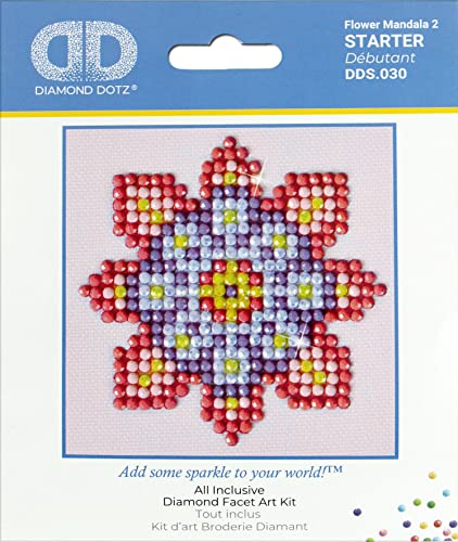 DIAMOND DOTZ Starter DDS Pintura, Kit para Principiantes, Plástico Cera Lona Resina, Mandala Flor 2, 7.6 x 7.6cm