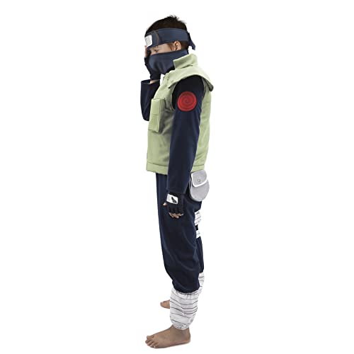 DigiTizerArt Disfraz de anime cosplay para niños Leaves Village Ninja Kakashi Fans Cosplay Uniforme Halloween Cosplay Juego completo con pantalón, máscara para la cabeza, guantes Kunai (128)
