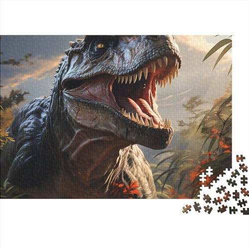 Dinosaurs Jigsaw De 300 Piezas - Fierce Dinosaurs Roaring Dinosaur Dramatic Dinosaur, Rompecabezas para Adultos Y Juventud para Imprimir En Alta Definición, Juego Familiar Desafío,Juego Familiar (30