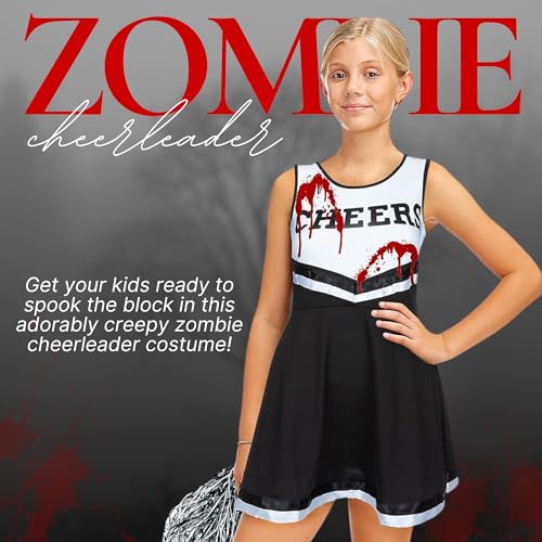 Disfraz de animadora zombi de Halloween para niñas con tubo de sangre falsa - Disfraces para fiestas REDSTAR